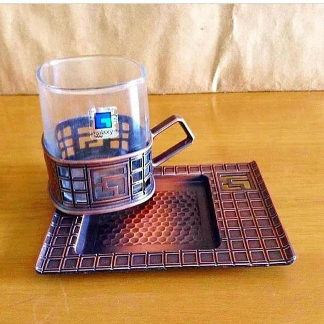Cup and saucer (Category: Other Kitchenware & Tableware) located in Pasig City. Submitted by don200 (Listing ID 1055377214, Image 2). Description: Code: L145 👉Twin Bird Galaxy Glass cup in copper coated metal holder and saucer 5 pcs duos 🔎New.