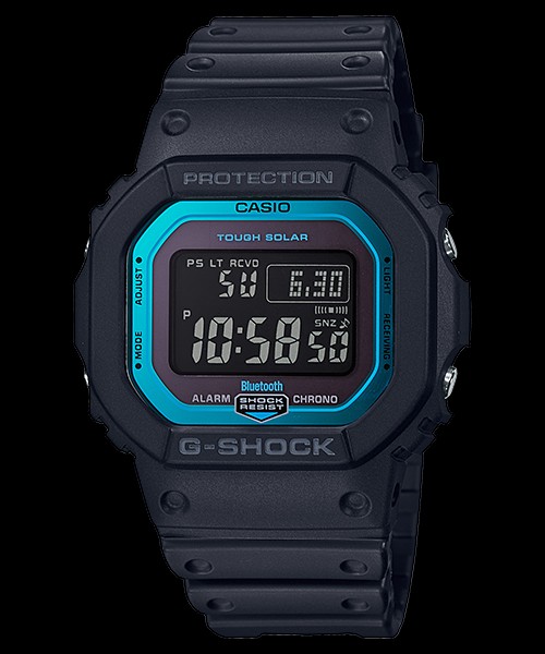 G Shock GW B5600 with custom blue steel bezel and bracelet Mobile