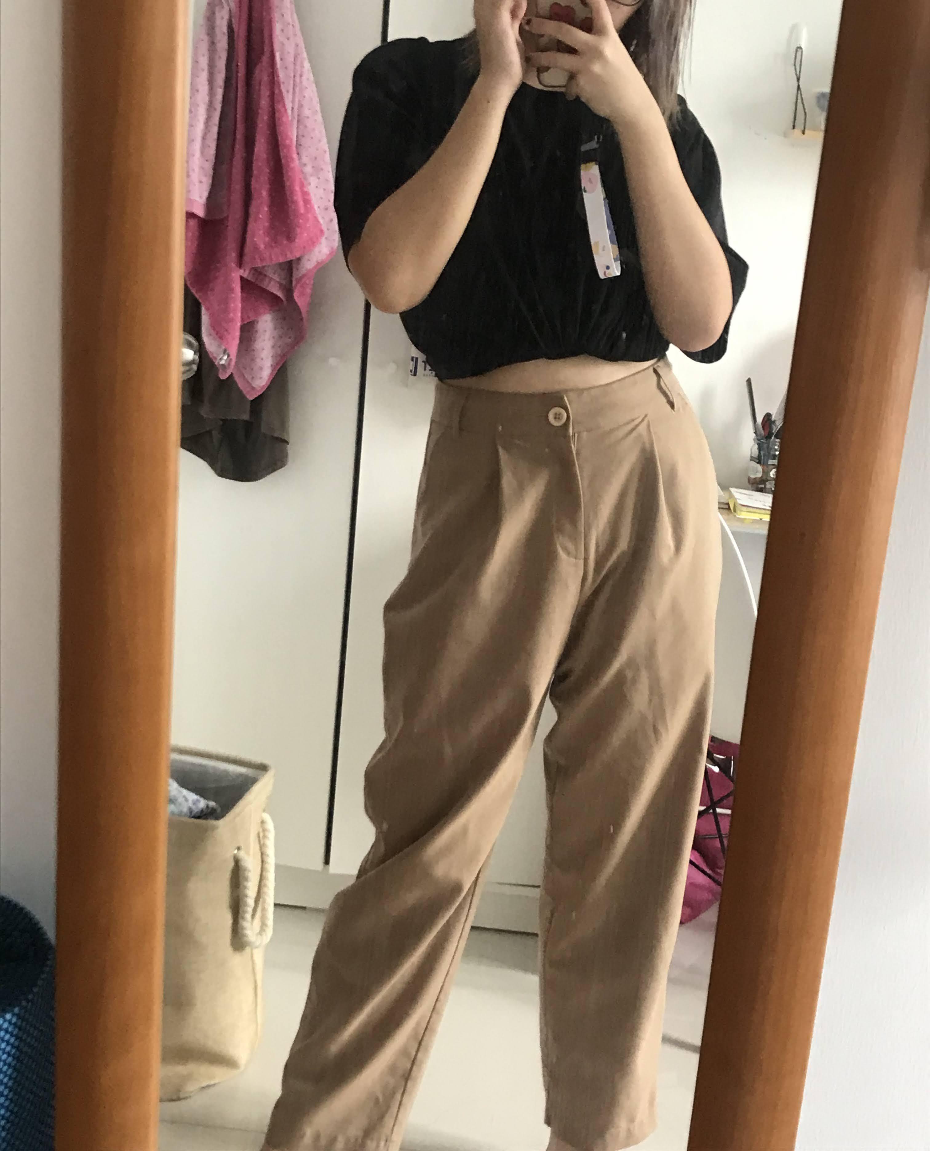 Khaki straight leg pants clearance