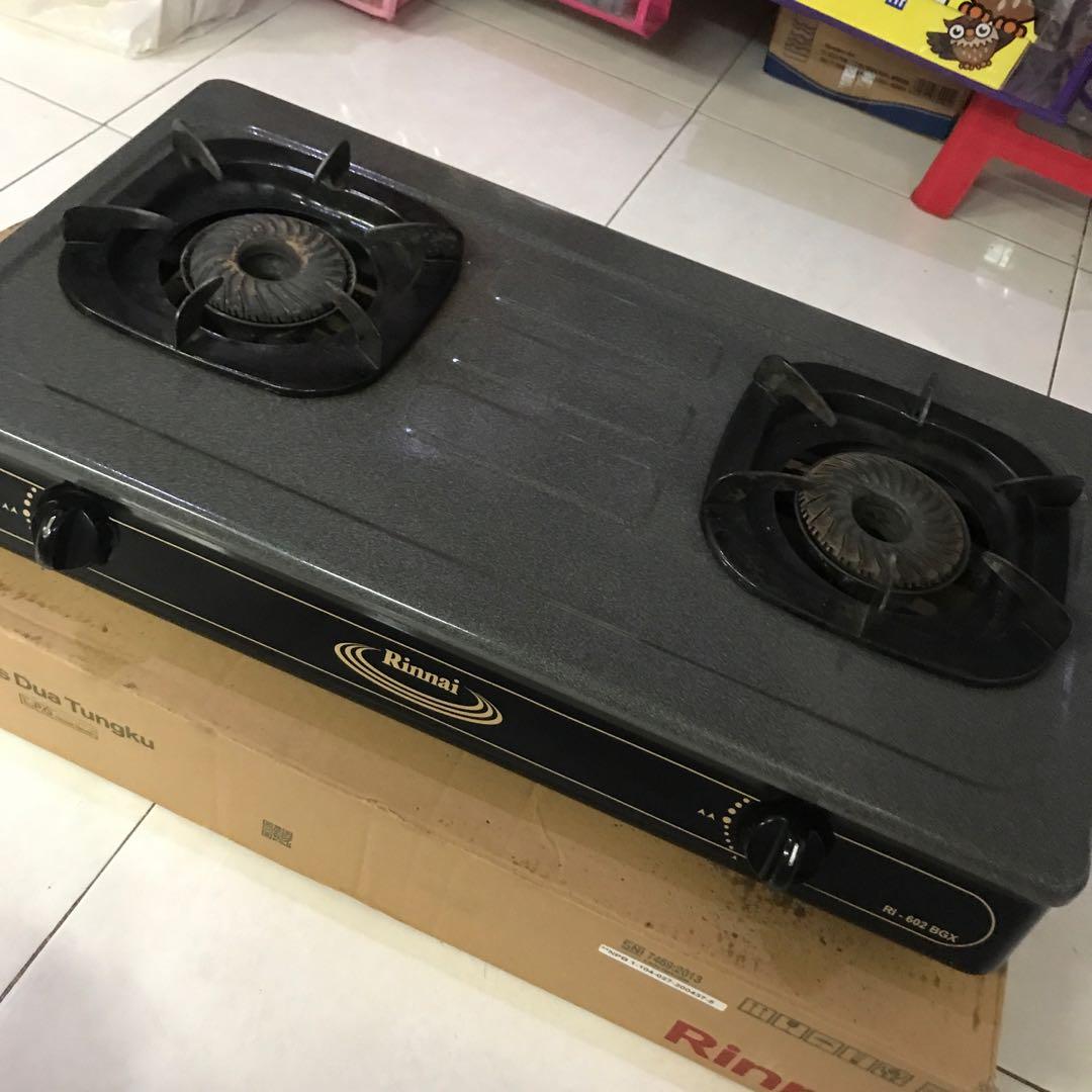 Kompor Gas 2 Tungku Rinnai / Kompor Rinnai RI-602 BGX, Kitchen u0026 Appliances  di Carousell