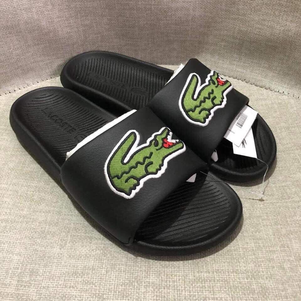 Lacoste big logo slides cheap