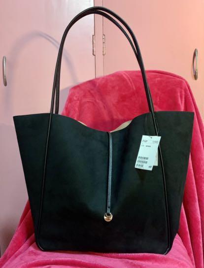 H&M, Bags, Black Purse With Pink Suede Interior