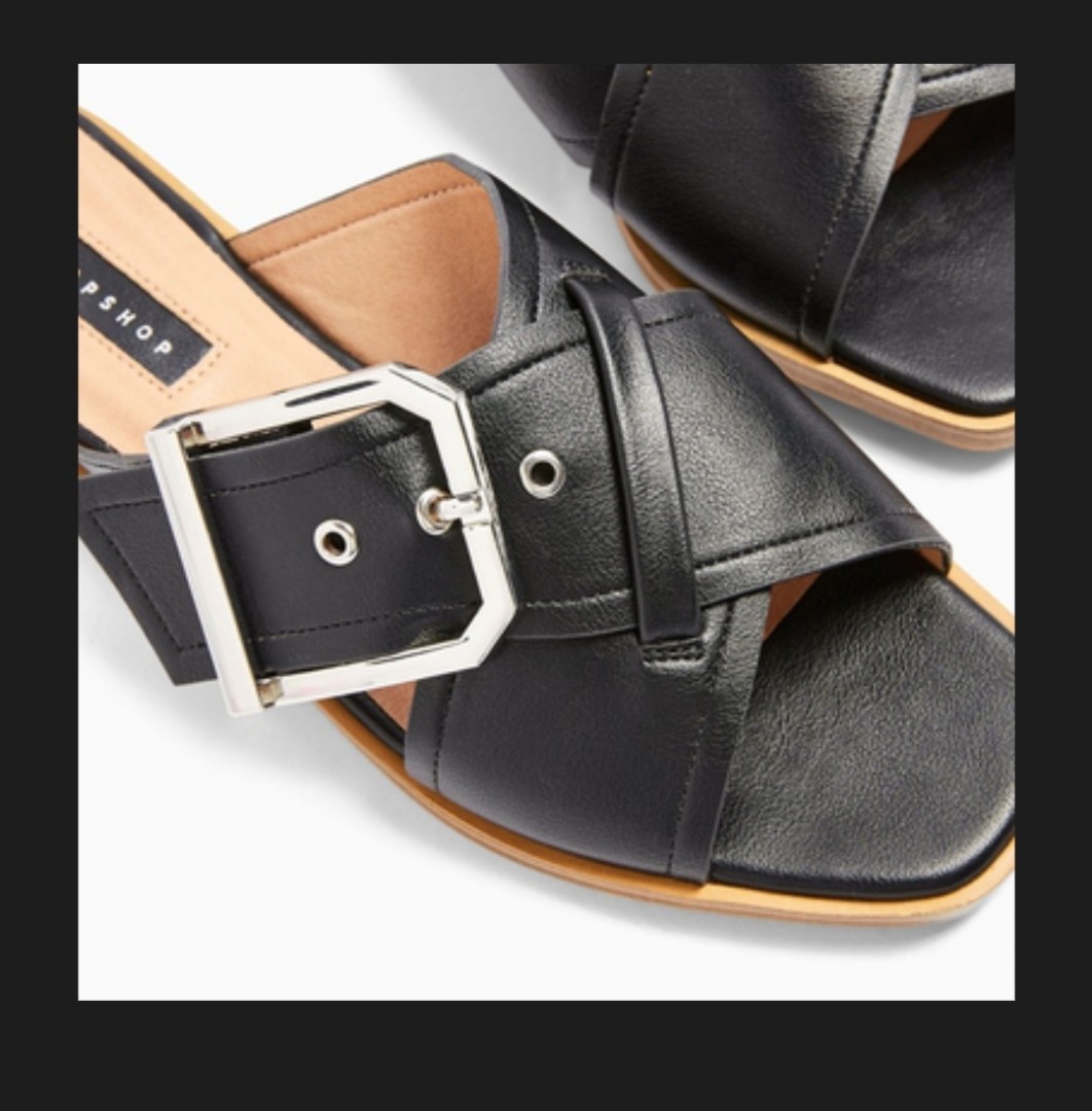 Topshop porto black buckle sandals Women s Fashion Footwear