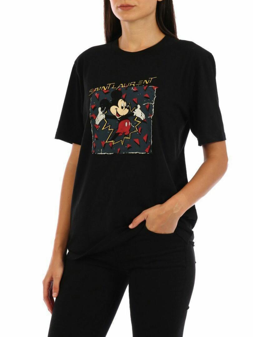 Mouse Button Ysl Mickey Mouse Silk Shirt Saint Laurent Black Size