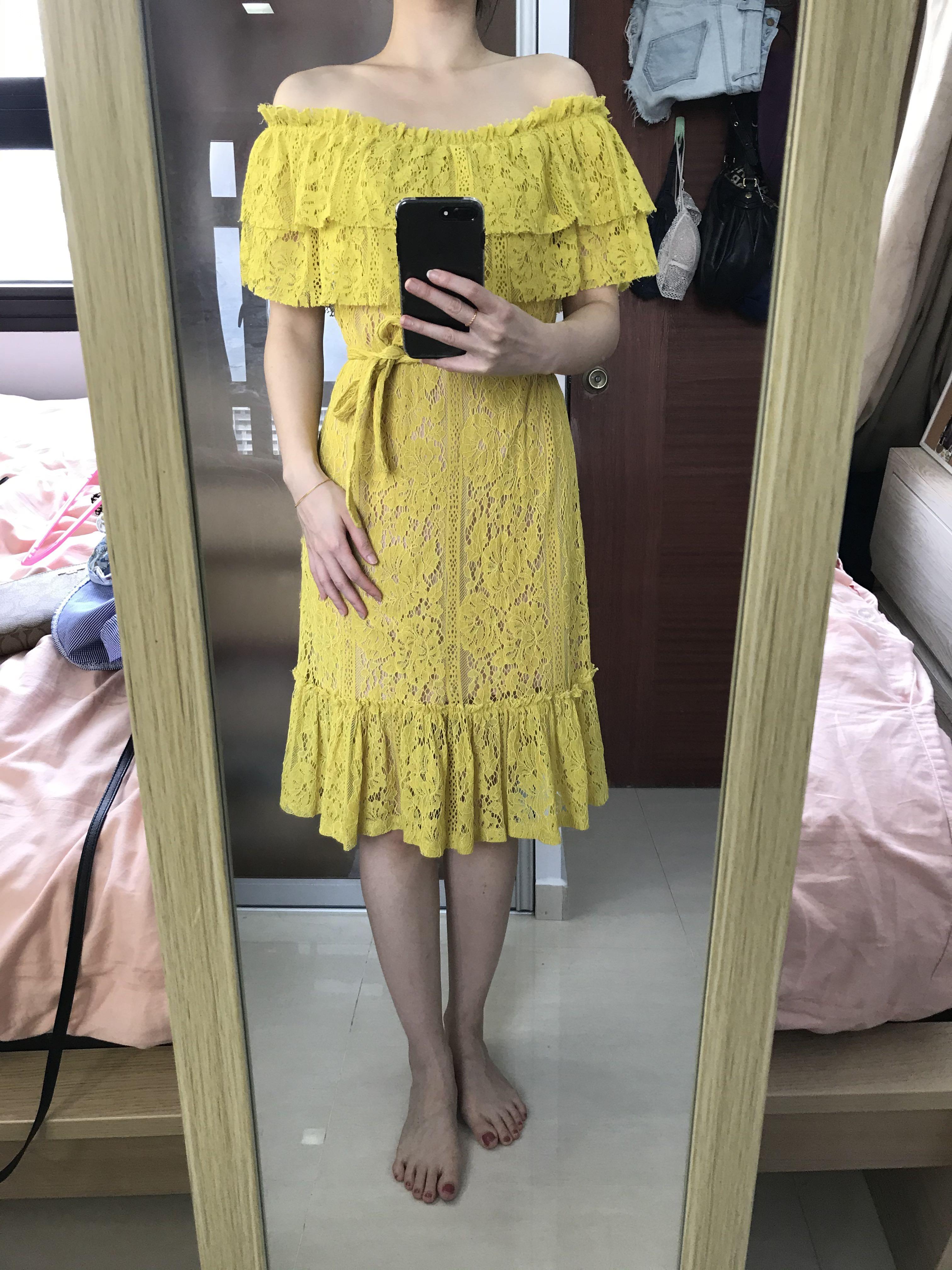 Zara off shoulder lace dress, Women's Fashion, Tops, Sleeveless on Carousell