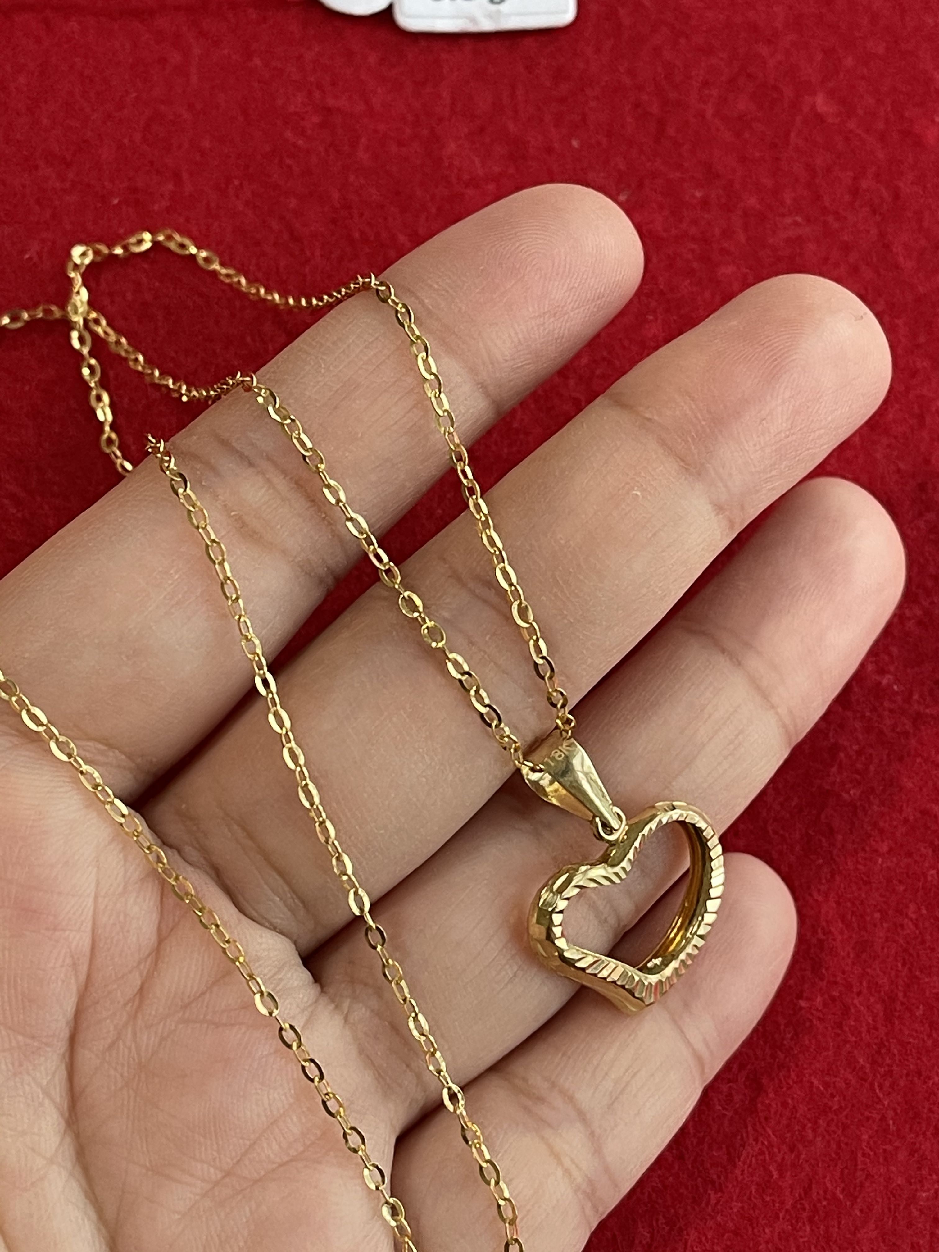 18K|750 Genuine Gold :Heart Necklace in 