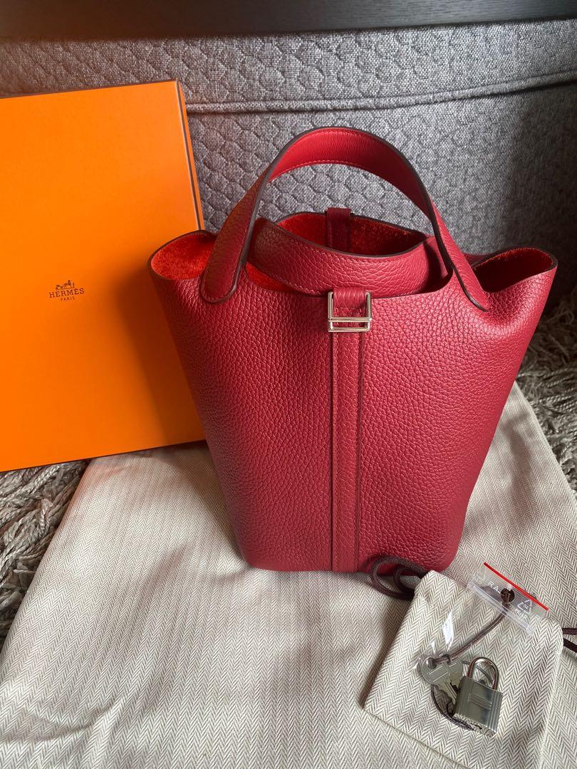 Hermes Picotin 18 eclat. Rouge Grenat / Rouge Piment, 名牌, 手袋及銀包- Carousell