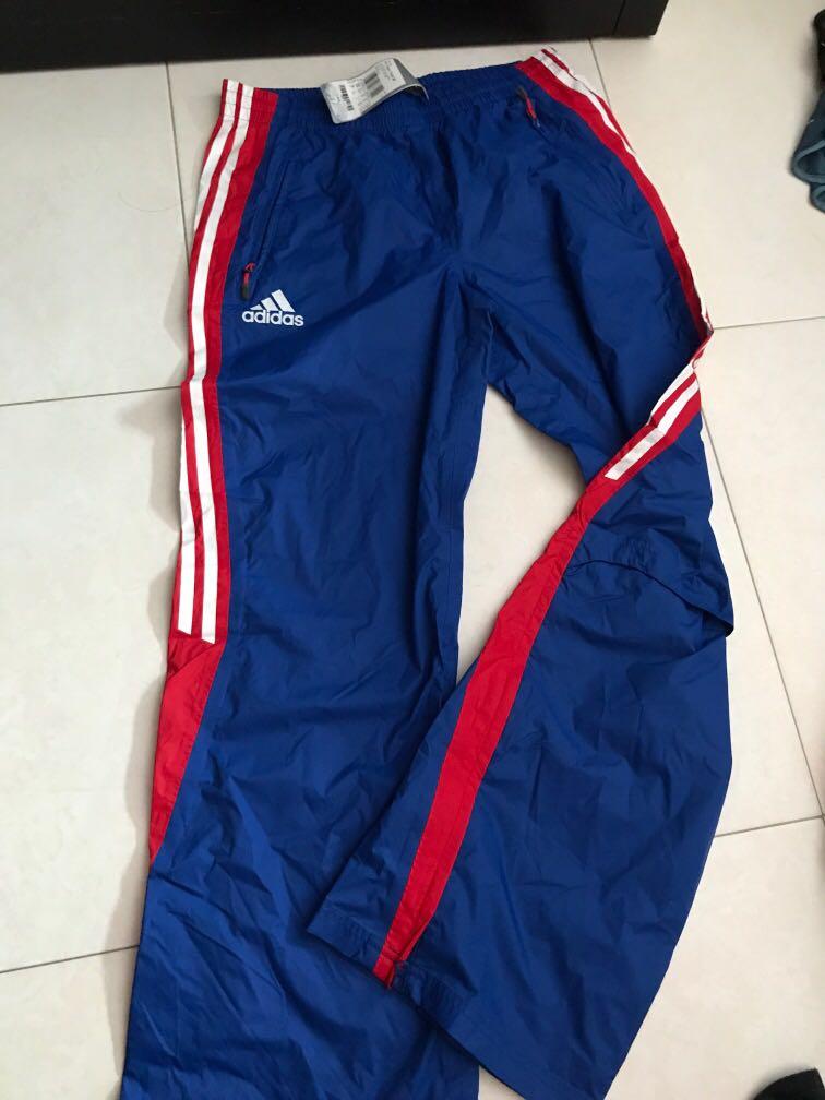 BNWT adidas blue red rain track pants festive50