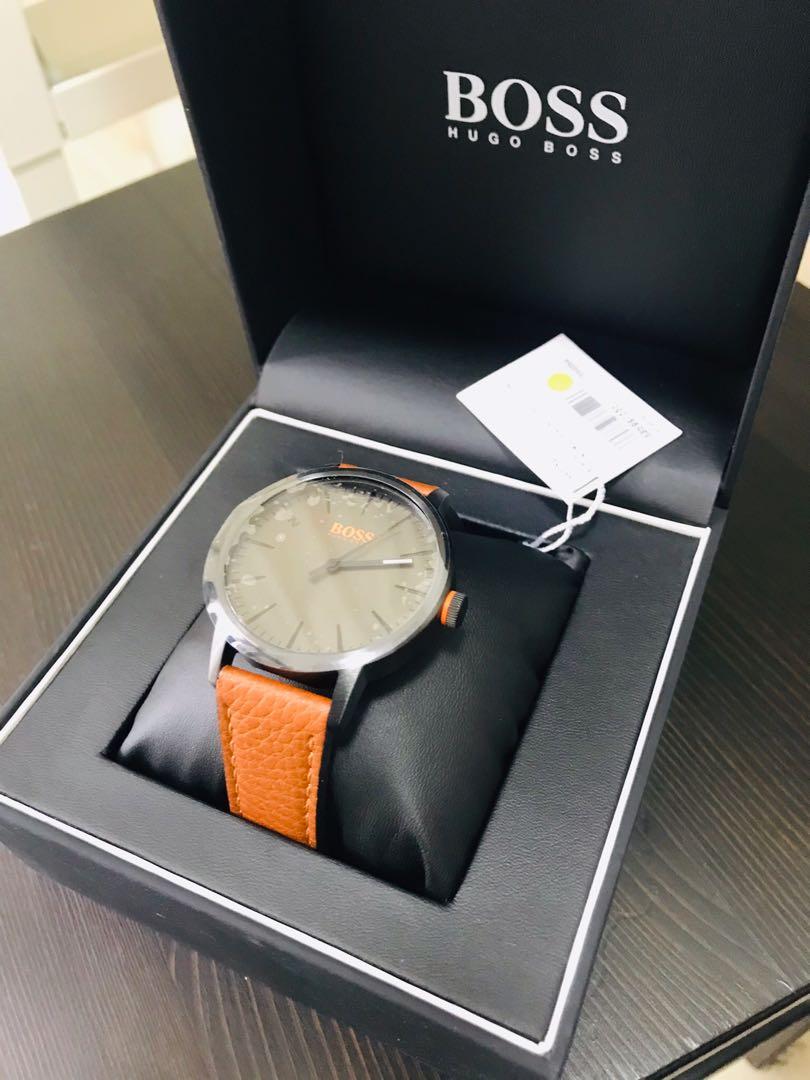 HUGO BOSS Men s Copenhagen Stainless Steel Quartz Watch with Leather Strap Mobile Phones Gadgets Wearables Smart Watches on Carousell
