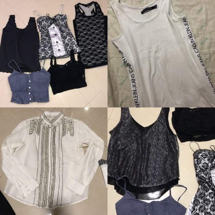 Calvin Klein logo classic band racer tank party lace sequins shirt ribbon  bow sweetheart spaghetti crop agneselle sexy black cross front spaghetti  camisole mphosis express basic, Women's Fashion, Tops, Sleeveless on  Carousell