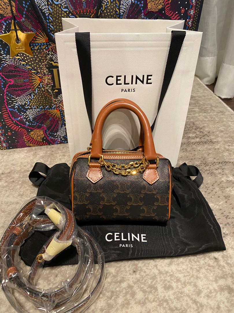 Celine 2020 Mini Cursive Triomphe Boston Bag