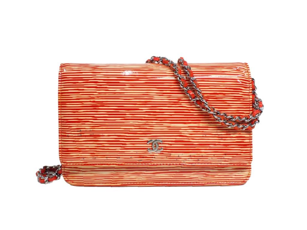 Chanel 18753927 Limited Edition Orange/ Striped Patent Leather 