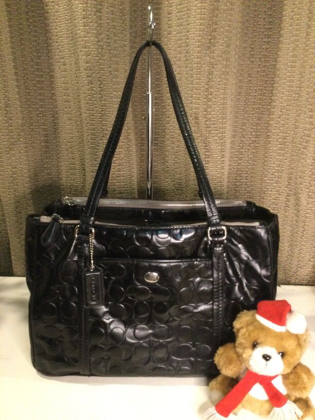 Coach black sales patent leather tote