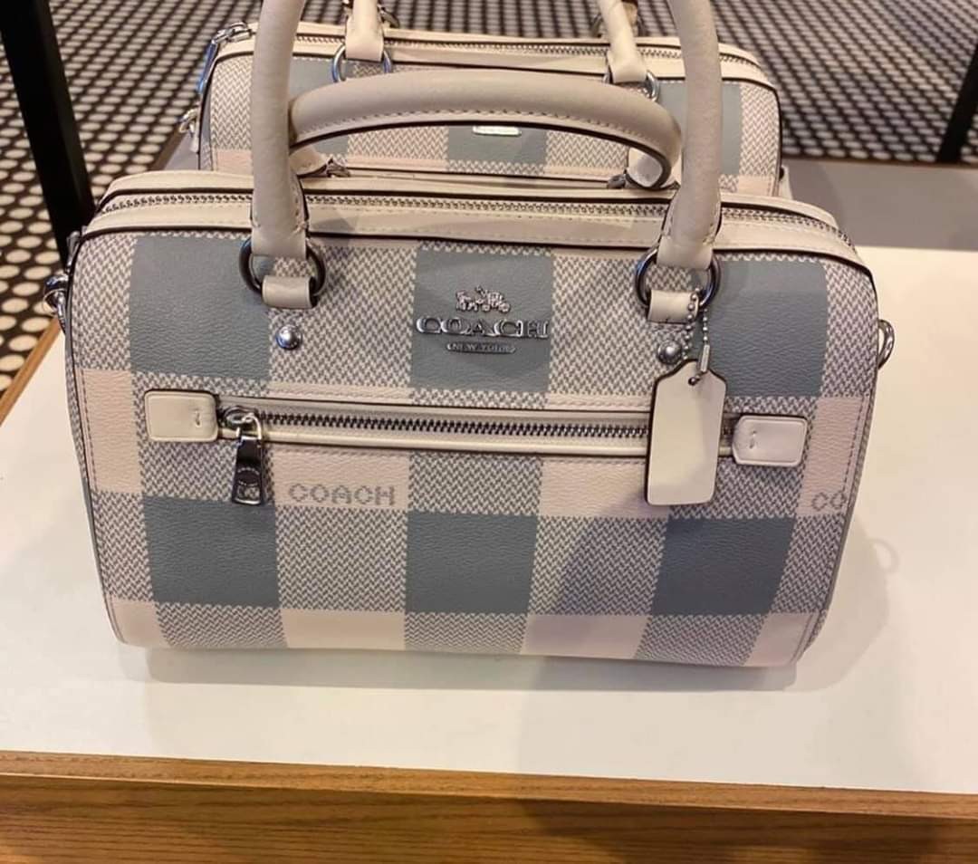 Coach rowan satchel with buffalo plaid print clearance