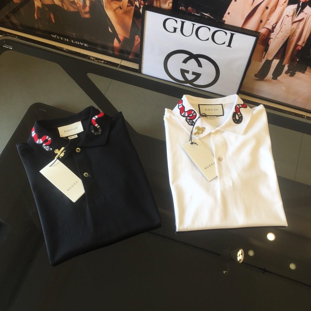 Embroidered bee snake collar Gucci mens polo shirt, Men's Fashion, Tops ...