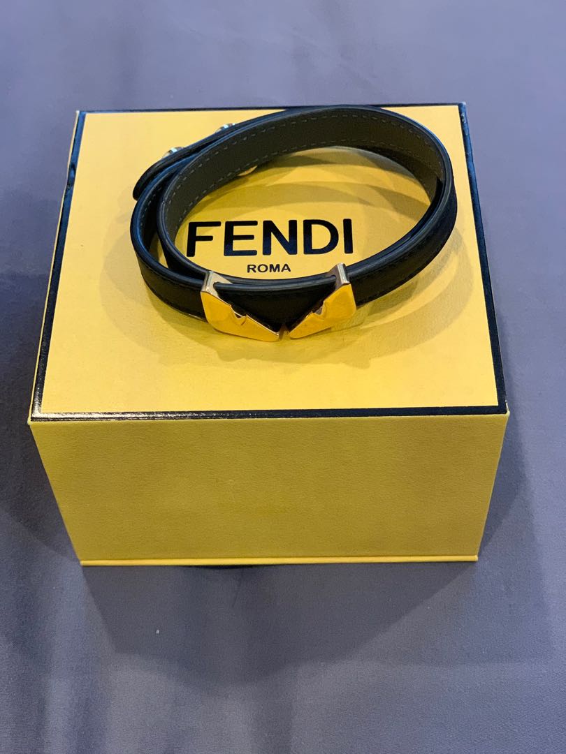 Fendi men's leather bracelet hot sale