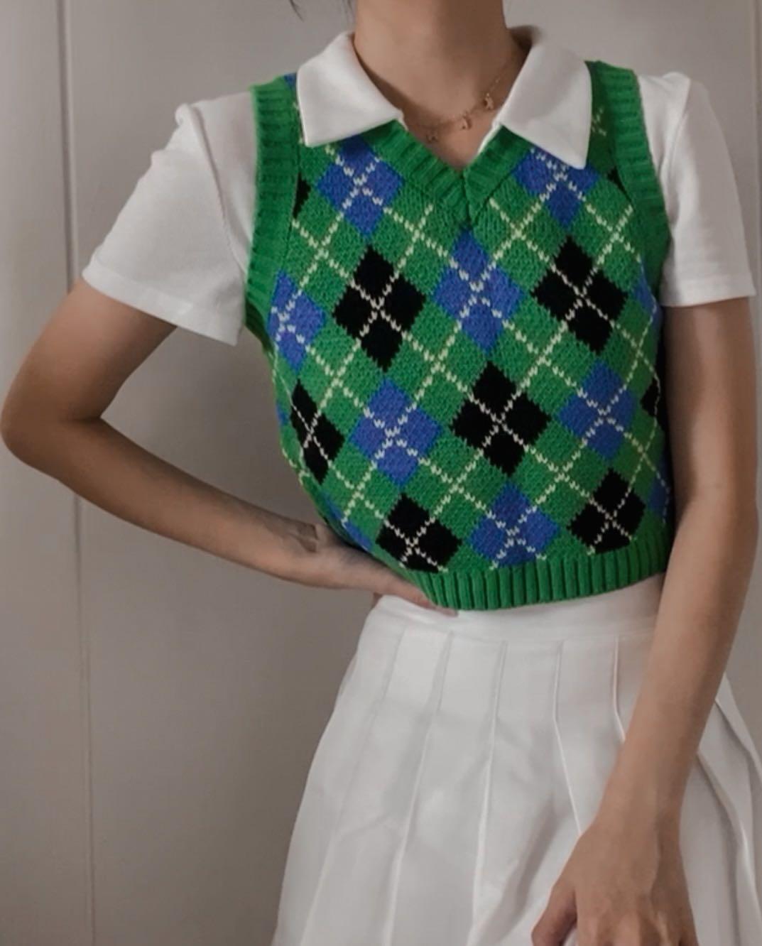 rainbow argyle sweater vest