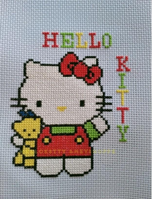 Hello Kitty Cross Stitch With Bear 3 Furniture Home Living Cleaning Homecare Supplies Cleaning Tools Supplies On Carousell