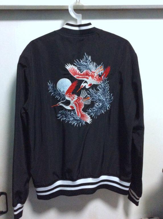 H M bomber jacket with heron embroidery. Size M. New without tag Men s Fashion Coats Jackets and Outerwear on Carousell