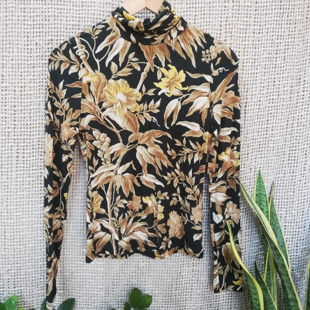 H\u0026M floral modal turtleneck, Women's 