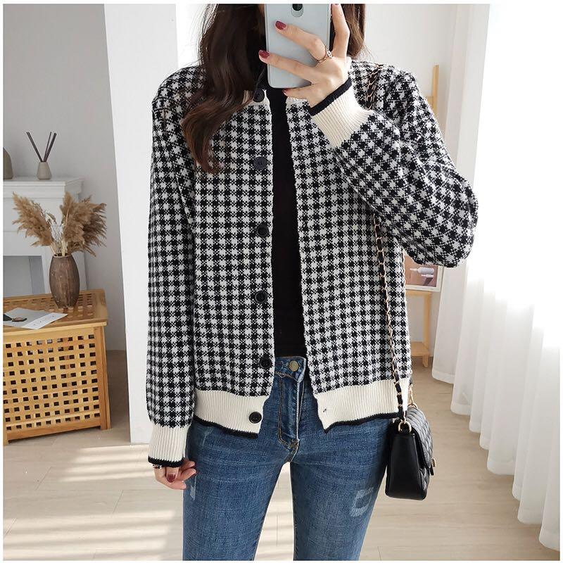 Houndstooth Checkered Cardigan Top (Category: Blouses) located in Singapore. Submitted by mommystote (Listing ID 1055597211, Image 4). Description: ✨ Houndstooth Checkered Cardigan Top✨ Preorder • arrives in about two weeks This is another classic cardigan top that ja a must have in the wardrobe Houndstooth checkered design that’s timeless in style . In stylish monochrome hues of black and white that is easy to match with any bottoms for work or 