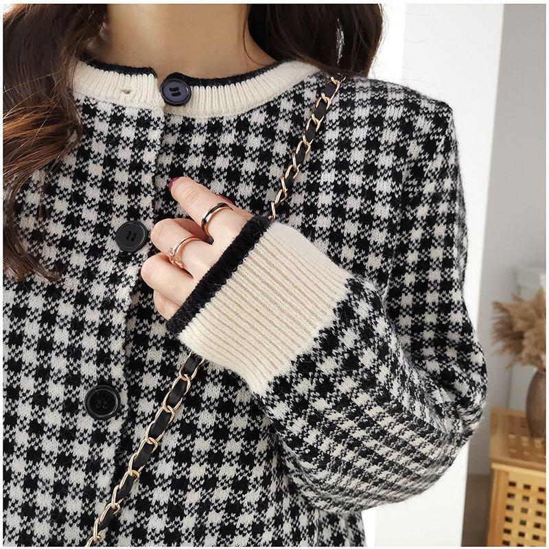 Houndstooth Checkered Cardigan Top (Category: Blouses) located in Singapore. Submitted by mommystote (Listing ID 1055597211, Image 6). Description: ✨ Houndstooth Checkered Cardigan Top✨ Preorder • arrives in about two weeks This is another classic cardigan top that ja a must have in the wardrobe Houndstooth checkered design that’s timeless in style . In stylish monochrome hues of black and white that is easy to match with any bottoms for work or 
