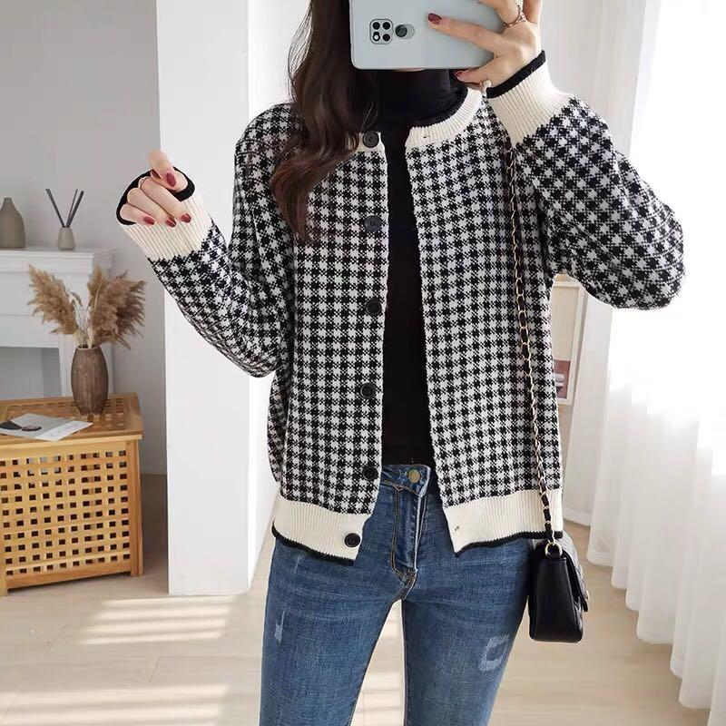 Houndstooth Checkered Cardigan Top (Category: Blouses) located in Singapore. Submitted by mommystote (Listing ID 1055597211, Image 9). Description: ✨ Houndstooth Checkered Cardigan Top✨ Preorder • arrives in about two weeks This is another classic cardigan top that ja a must have in the wardrobe Houndstooth checkered design that’s timeless in style . In stylish monochrome hues of black and white that is easy to match with any bottoms for work or 