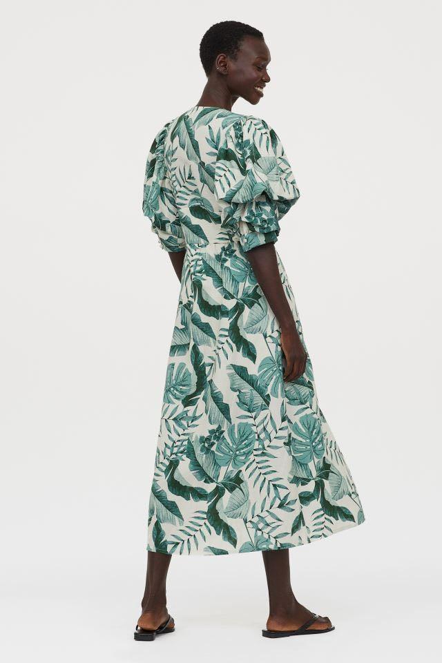 H and m leaf print dress hot sale