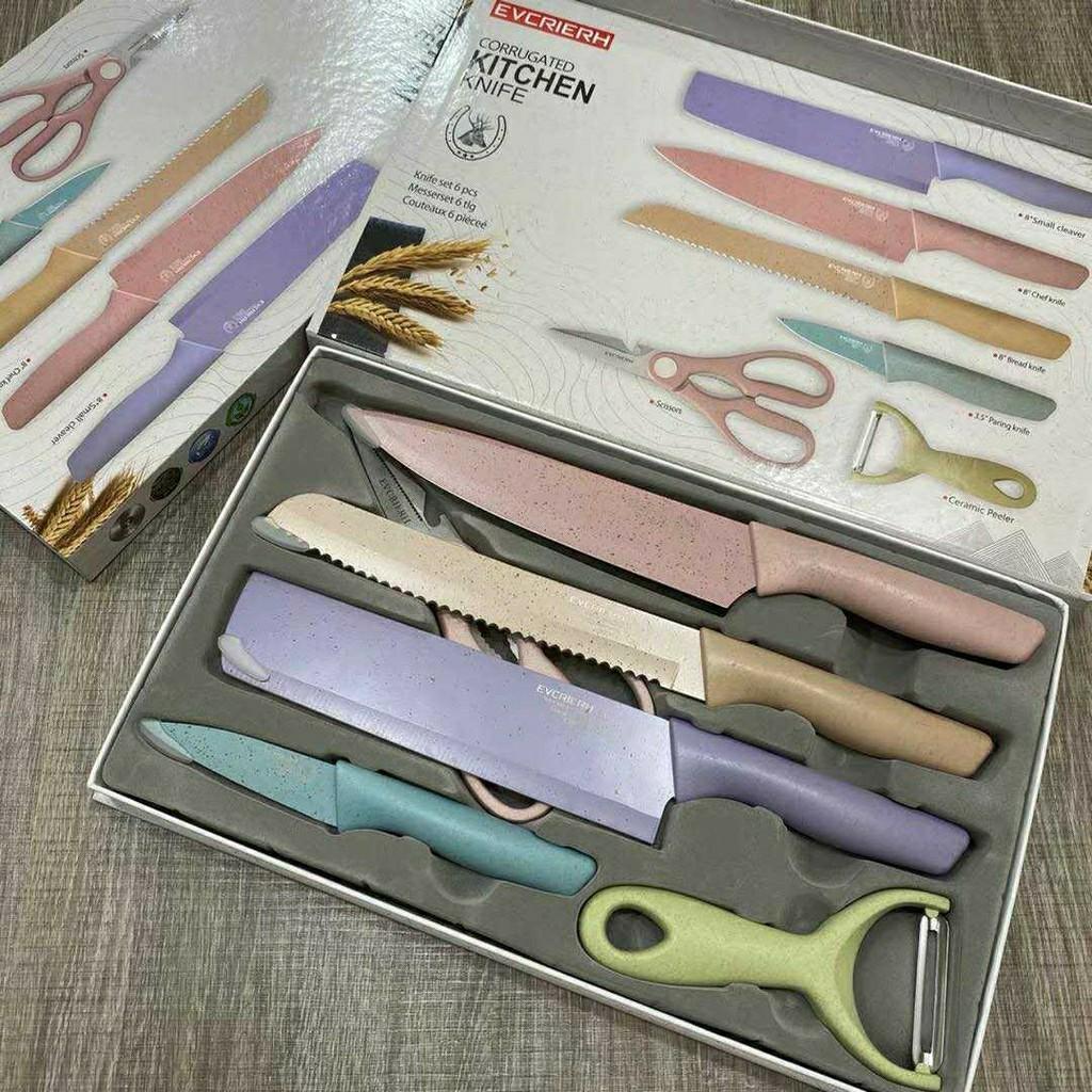 Kitchen Knife Set Pastel Corrugated Colorful Stainless Steel Chef Bread Scissors Peeler Home Furniture Home Appliances Cooking And Ovens On Carousell Cutlery kitchen knives on rollback. kitchen knife set pastel corrugated
