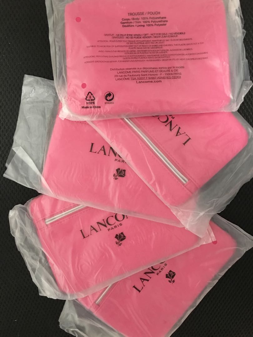 Lancome pink cheap makeup bag