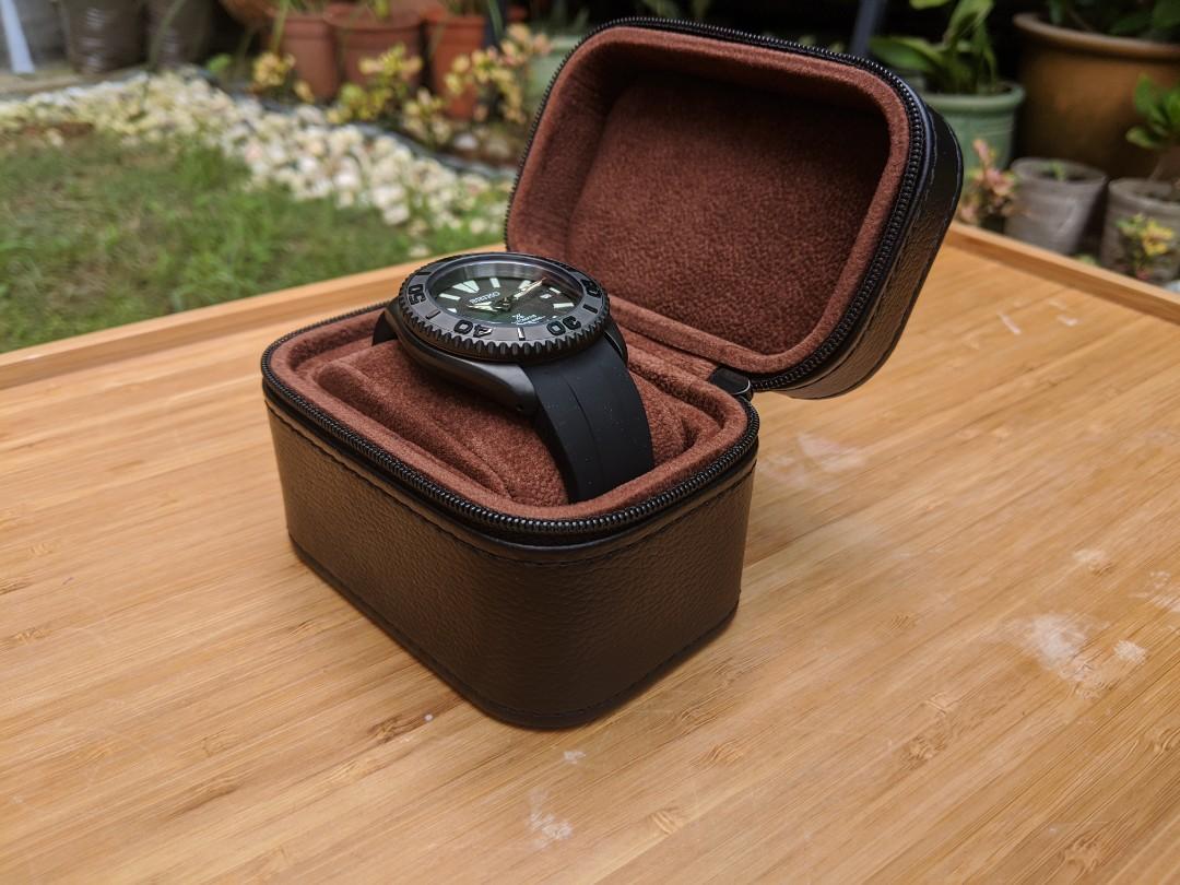 Gift ideas for watch lovers. Leather Watch Case Wood Watch Stand
