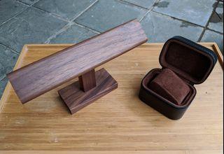 Gift ideas for watch lovers. Leather Watch Case, Wood Watch Stand