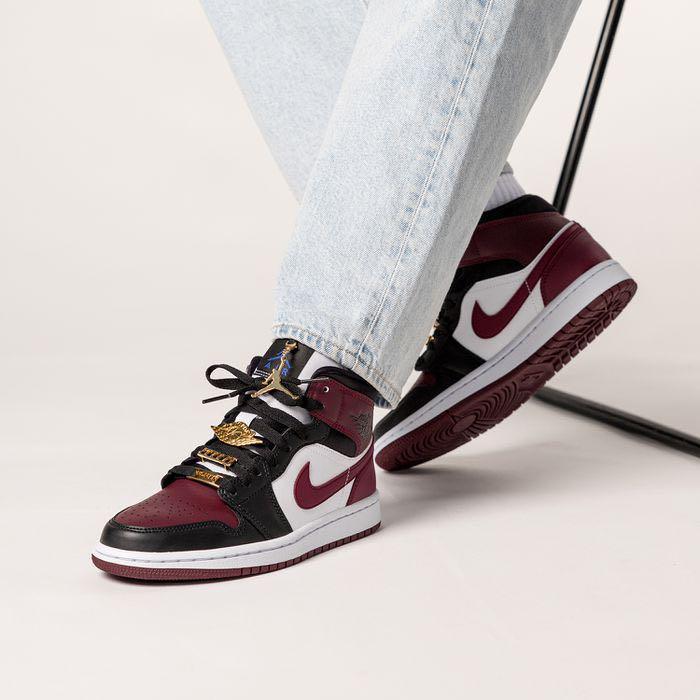 Nike Air Jordan 1 Mid Se Black Dark Beetroot Women S Fashion Footwear Sneakers On Carousell