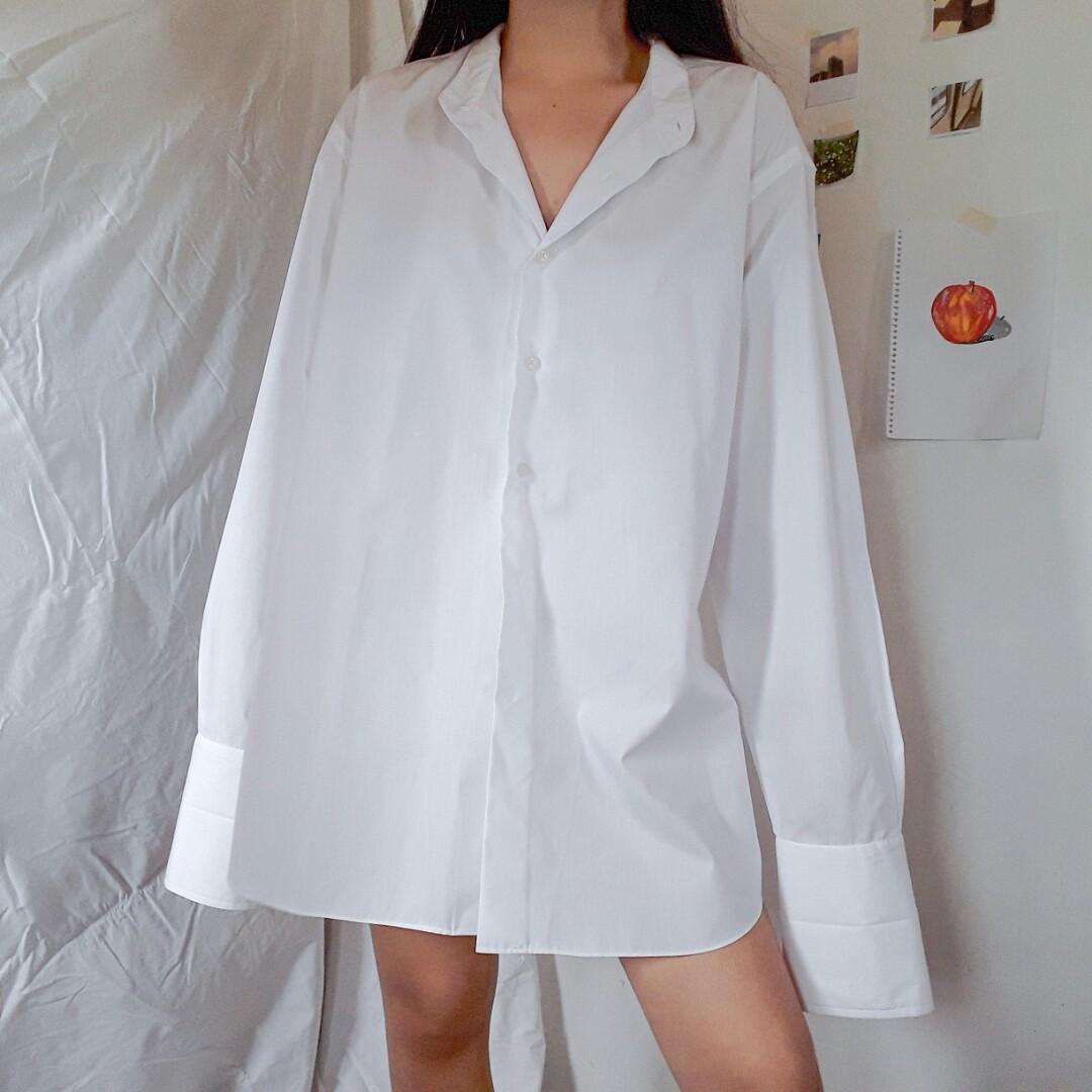 Oversized White Buttondown Polo, Women