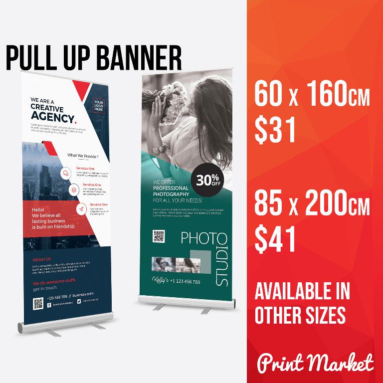 Pull Up Banner Printing Roll Up Banner Printing Pvc Banner Printing Business Services Design Marketing On Carousell
