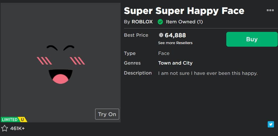 Super super happy face decal - Roblox