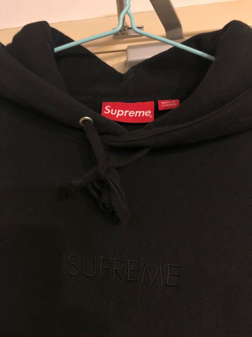 Supreme tonal embroidered logo hoodie black S box