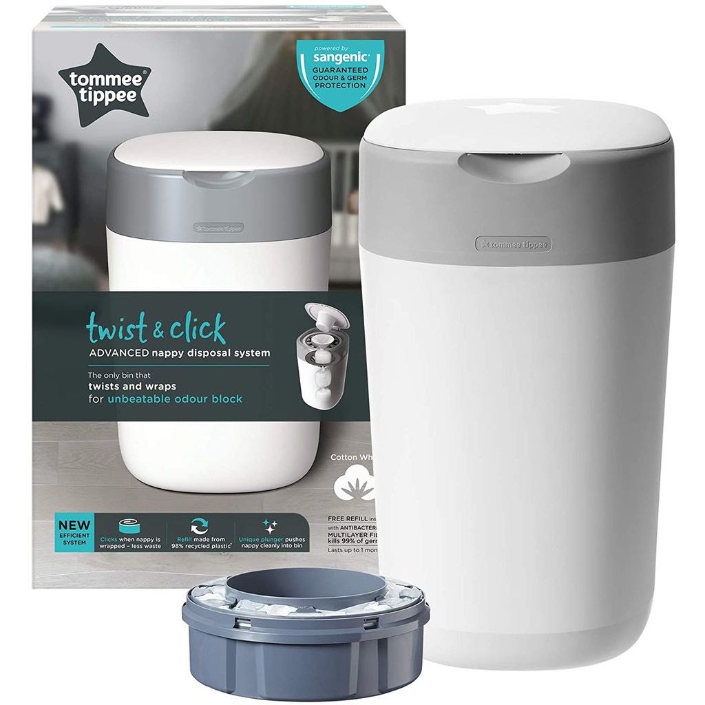 Tommee Tippee Twist & Click Advanced Nappy Disposal System Diaper Bin