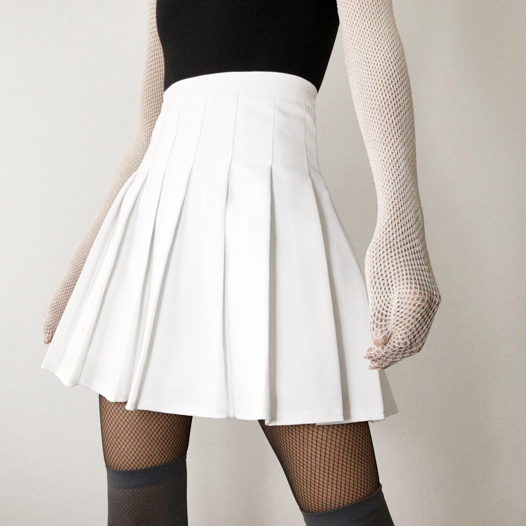 pleated white nike skirt