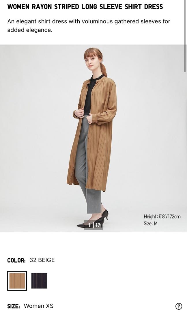 Rayon Striped Long Sleeve Shirt Dress 