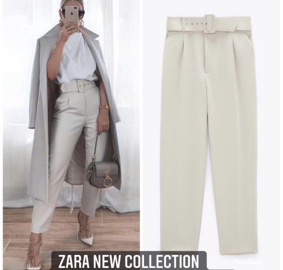 Zara High Waisted Belt Pants, Women's Fashion, Bottoms, Other Bottoms on  Carousell