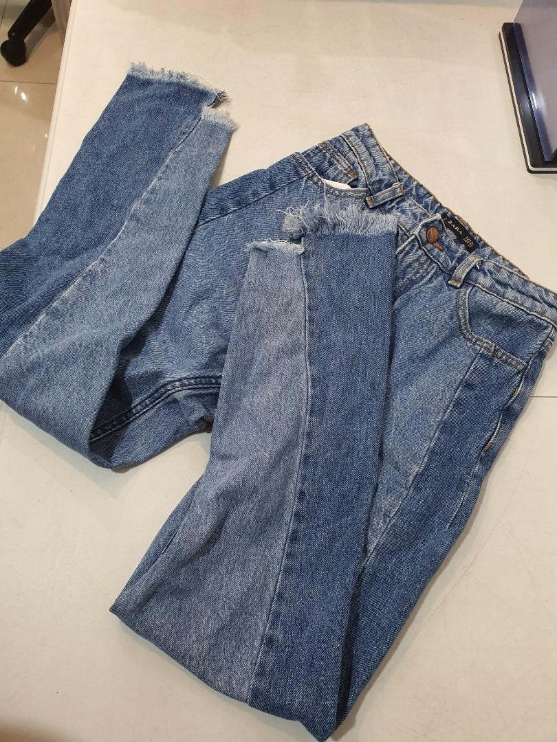 Zara- jeans (Category: Jeans) located in Manila. Submitted by levela (Listing ID 1055586751, Image 2). Description: Rfs: decluttering , looking for a new owner already washed and sanitized Thick Denim best for 22 A little tight in hips area. No when worn, please refer to the images for measurements..