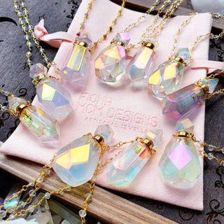 Angel Aura Quartz Essential Oil/Perfume Bottle Necklace