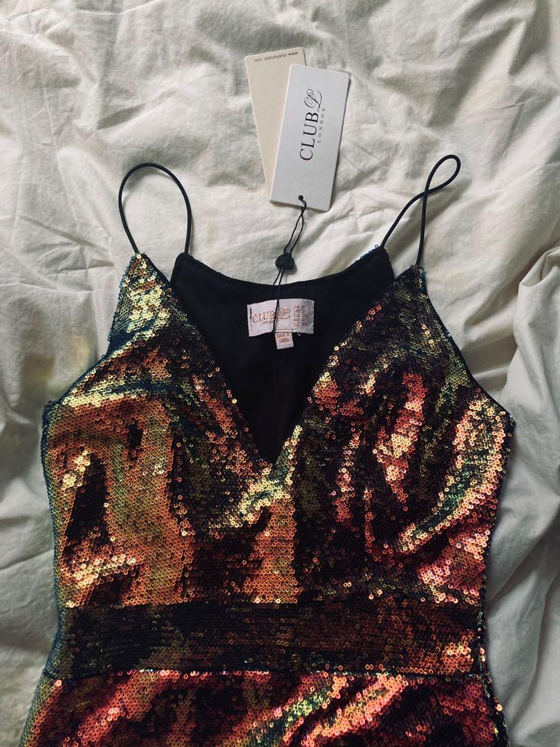 ASOS Club L London Sequin Cami Mini Dress in purple iridescent