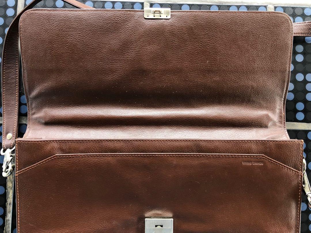 Authentic Leather Hickok Bag with Lock, Men's Fashion, Bags, Briefcases ...