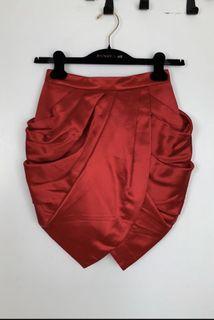 BNWT Balmain x H&M 100% Silk Satin Red Tulip Skirt