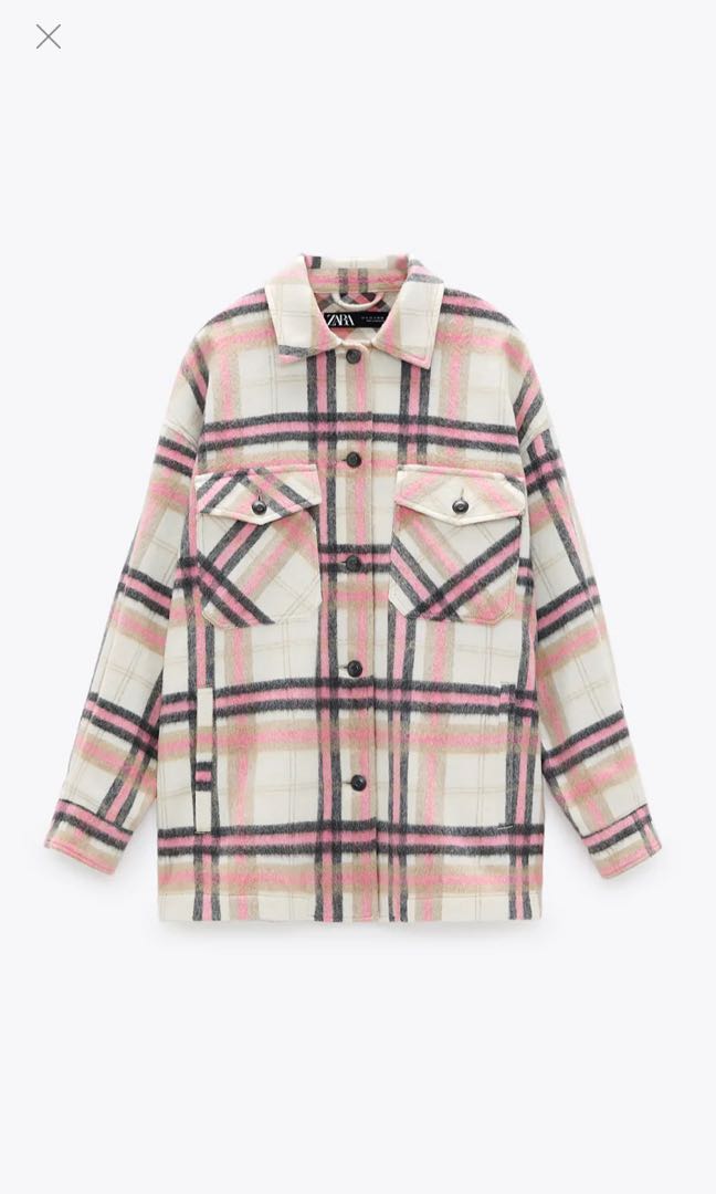 Zara wool blend plaid shirt clearance