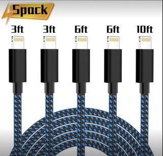 Brand new Phone Charger Cable, 5Pack (3/3/6/6/10FT) Phone Charging Cable Brand new Phone Charger Cable, 5Pack (3/3/6/6/10FT) Phone Charging Cable