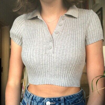 Brandy melville ribbed Bridget polo crop top Women s Fashion Tops Other Tops on Carousell