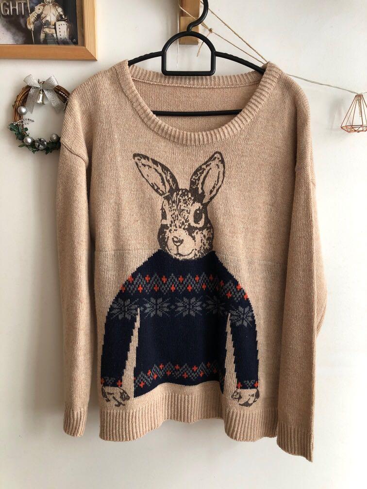 Rabbit christmas clearance sweater